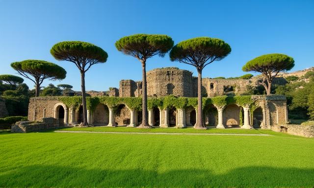 Rovine romane circondate dalla natura nel Parco dell'Appia Antica